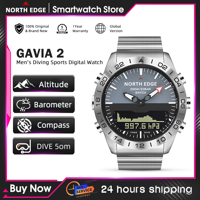 Smartwatch Army Watches For Men - NORTH EDGE Mens Dive Watch Military