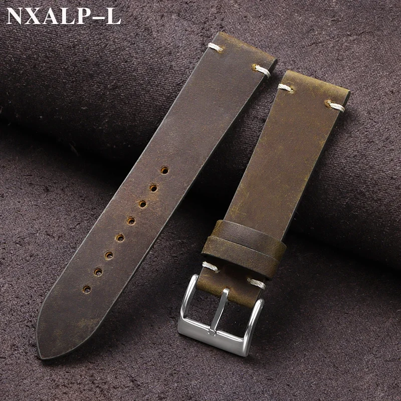 Omega Watches Smartwatch - Vintage Oil Wax Leather Watch Band