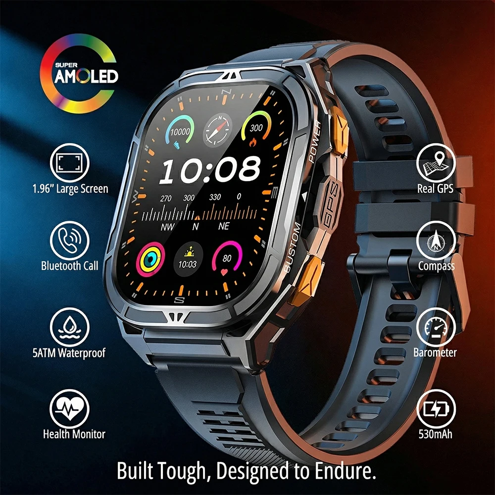 Smartwatch Health Watches - Luxury AMOLED Smartwatch Real GPS 5ATM