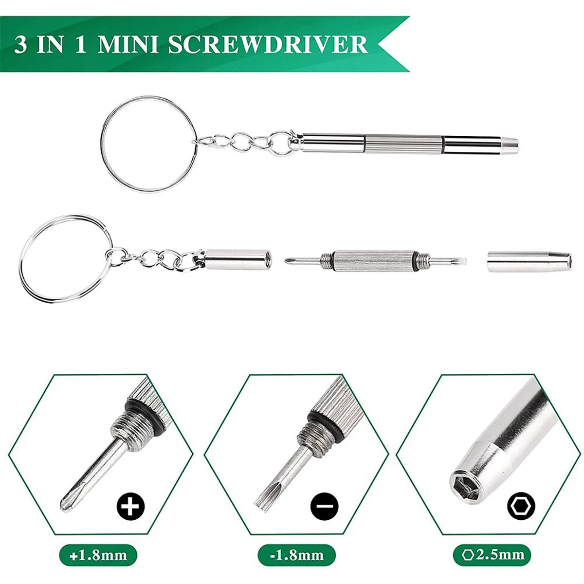Watch Tool Repair Kit - 1/2/10pcs Mini 3 in1 Screwdriver Eyeglass
