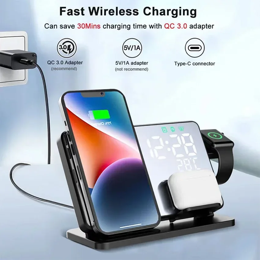 Wireless Charger Alarm Clock S - Smartwatch Watches Compatible With Iphone 评论和价格