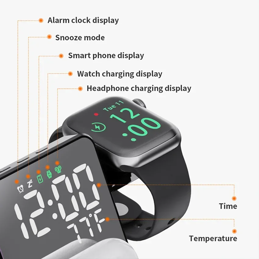 Wireless Charger Alarm Clock S - Smartwatch Watches Compatible With Iphone 评论和价格