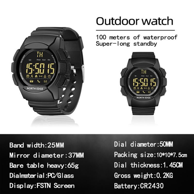 NORTH EDGE AK 100M Waterproof  - Smartwatch Digital Watches For Men 评论和价格