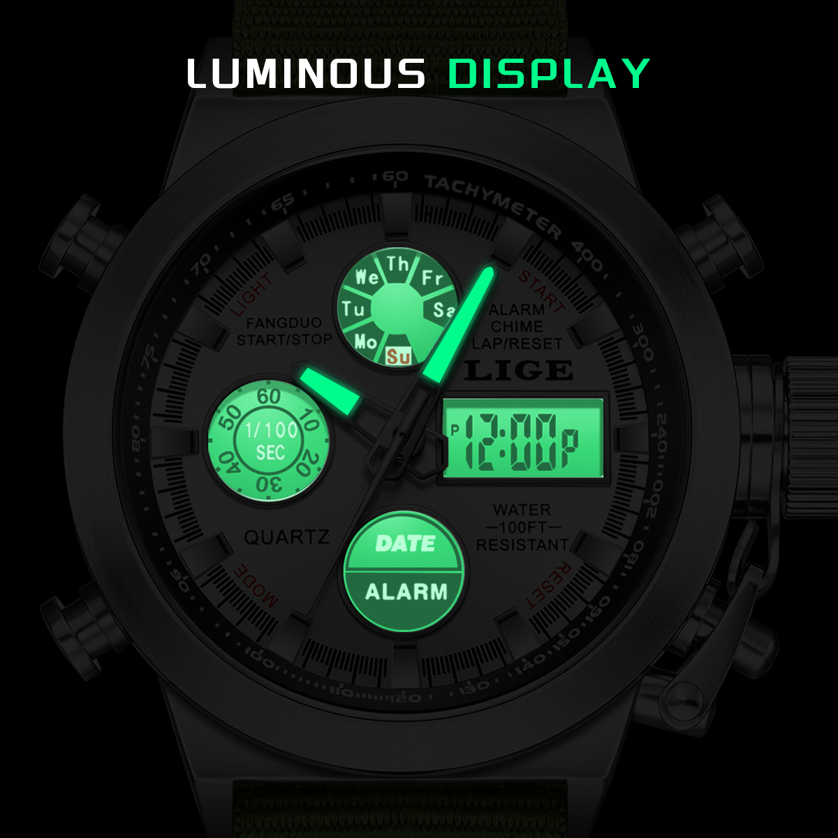 LIGE Men Big Brand Dual Time D - Smartwatch Digital Watches For Men 评论和价格
