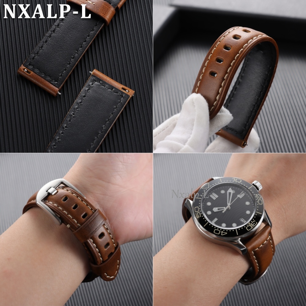 Oil Wax Cowhide Strap 18 20mm  - Omega Watches Smartwatch 评论和价格