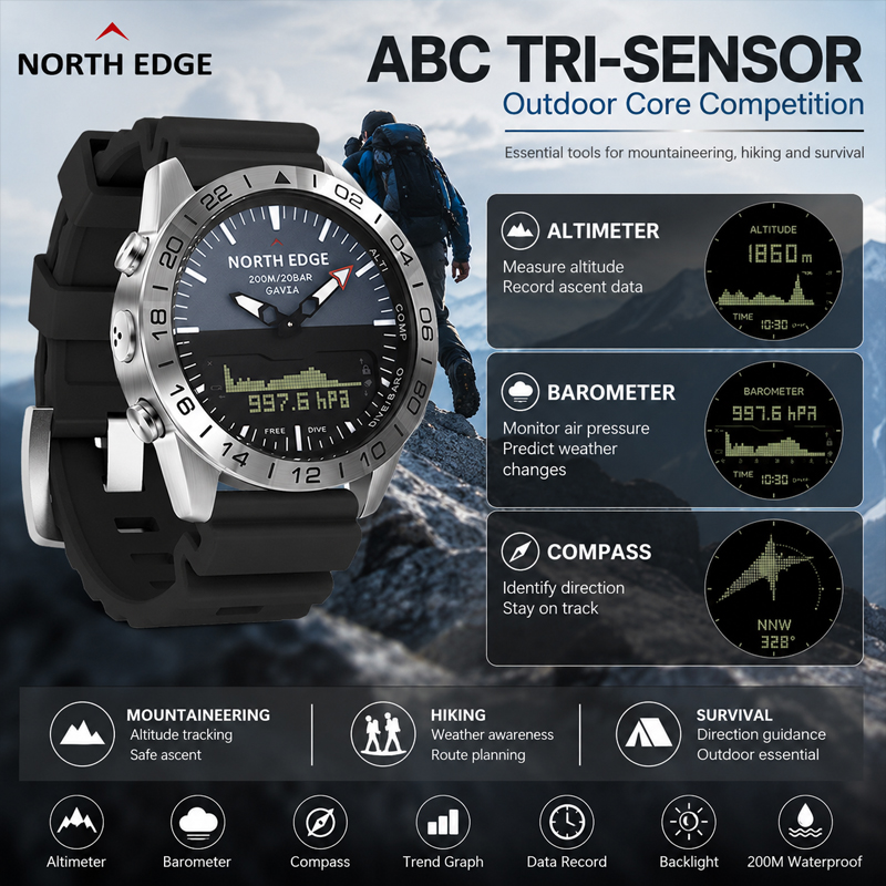 NORTH EDGE Mens  Dive Watch Mi - Smartwatch Army Watches For Men 评论和价格