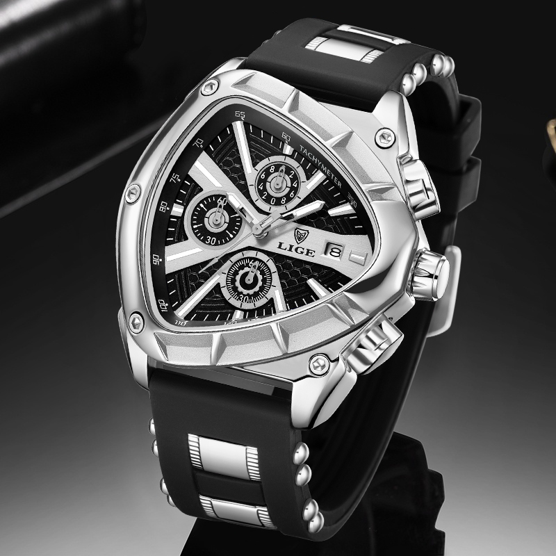 LIGE Fashion Men Watch Triangl - Smartwatch Army Watches For Men 评论和价格