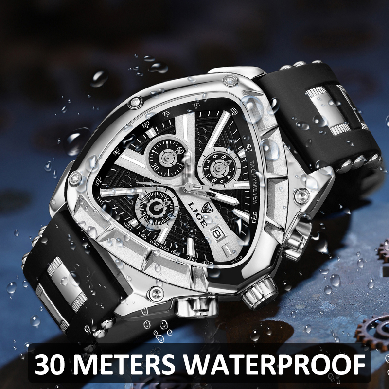 LIGE Fashion Men Watch Triangl - Smartwatch Army Watches For Men 评论和价格