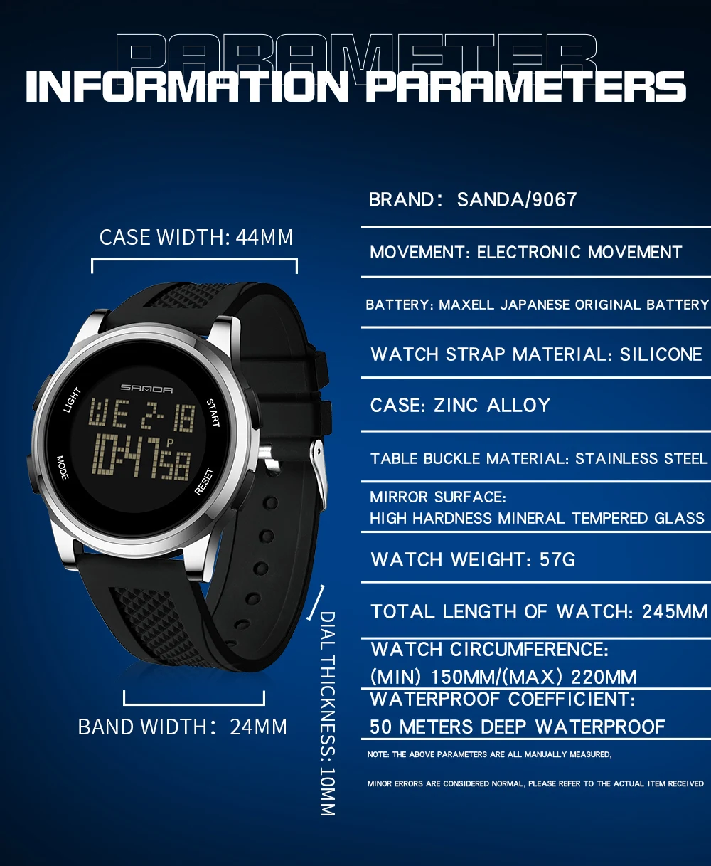 SANDA 9067 Digital Watch Men M - Smartwatch Army Watches For Men 评论和价格