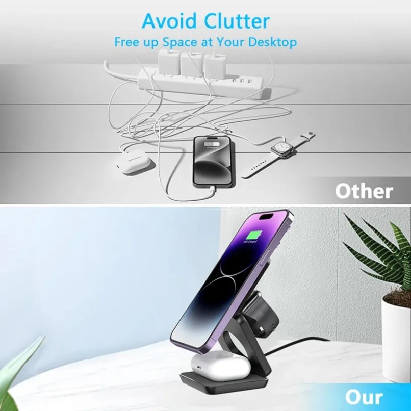 3 in 1 Foldable Magnetic Wirel - Smartwatch Watches Compatible With Iphone 评论和价格