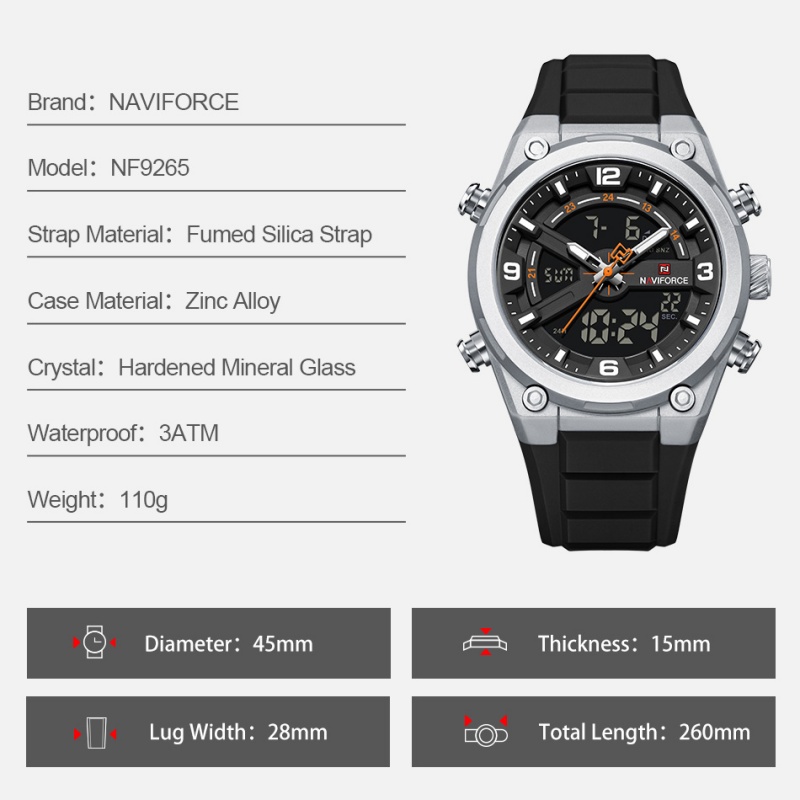 NAVIFORCE Men's Watch Dual Dis - Analog Quartz Watch 评论和价格