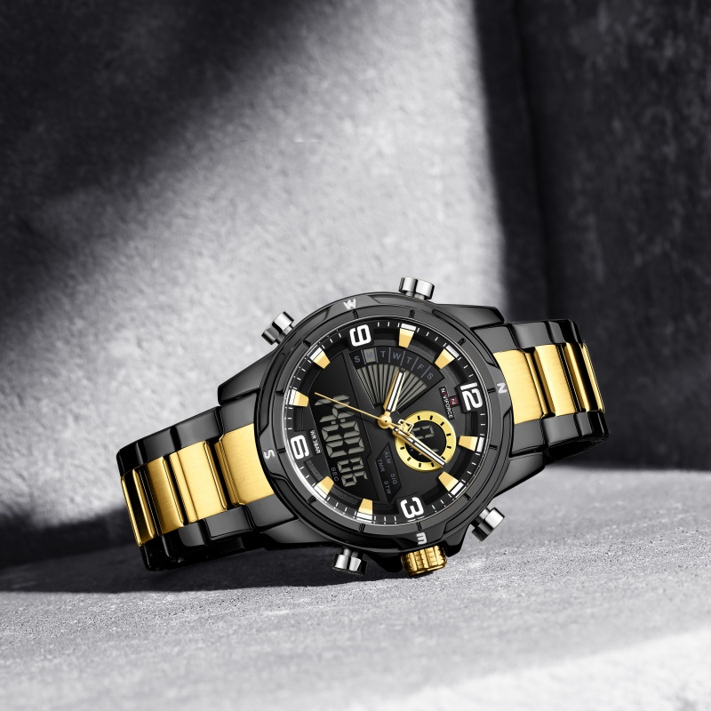 NAVIFORCE Men Dual Display Wat - Analog Quartz Watch 评论和价格